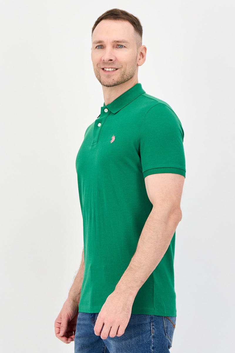 U.S. Polo Assn. Men Regular Fit Embroidered Logo Short Sleeve Polo Shirt, Green - Image 2